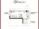 中云公寓_1室1厅1卫 建面56平米