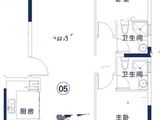 鸿成珠江玥_2室2厅2卫 建面88平米