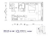 港泰通航大厦_1室1厅1卫 建面64平米